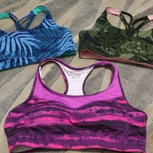 Three women's sports bras size large